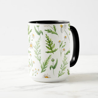 Caneca Woodland Watercolor Green Wildflower e Ferns Mug