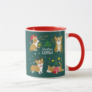 Caneca Woof do Woof do Woof do Corgi   do Natal