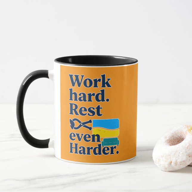 Caneca Work Hard Rest Even Harder Beach Lifestyle Design (Com Donut)