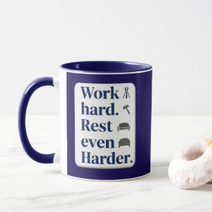 Caneca Work Hard Rest Even Harder Bold Typography Shirt