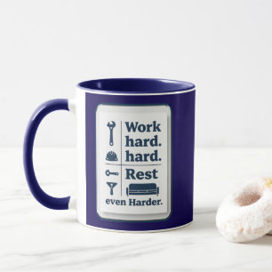 Caneca Work Hard Rest Even Harder Minimal Worker Design