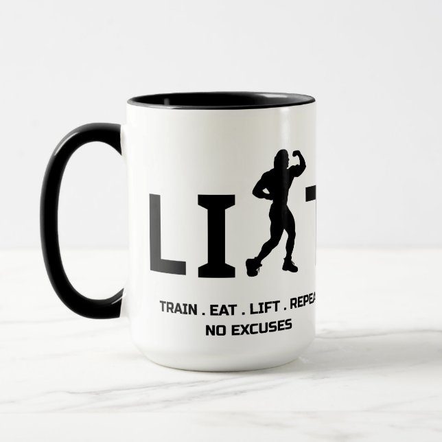 Caneca Workout Motivation Mug - LIFT and Train Hard  (Esquerda)