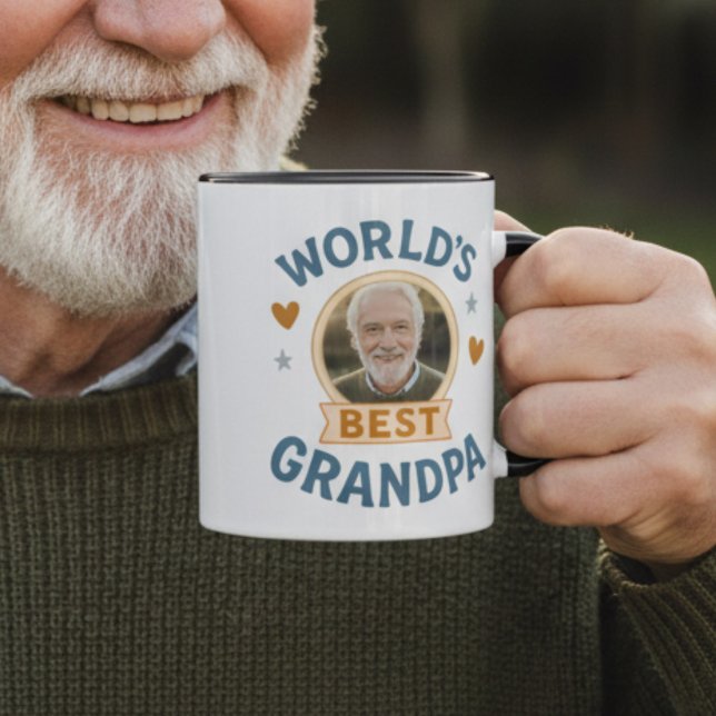 Caneca World’s Best Grandpa Photo Mug – Gift for Grandad (Criador carregado)