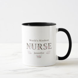 Caneca World’s Kindest Nurse Floral Christmas