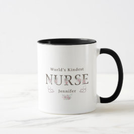 Caneca World’s Kindest  Nurse Floral Christmas