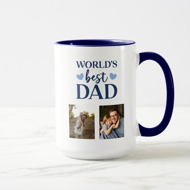 Caneca World's Best Dad 2 photo collage coffe Mug (Direita)