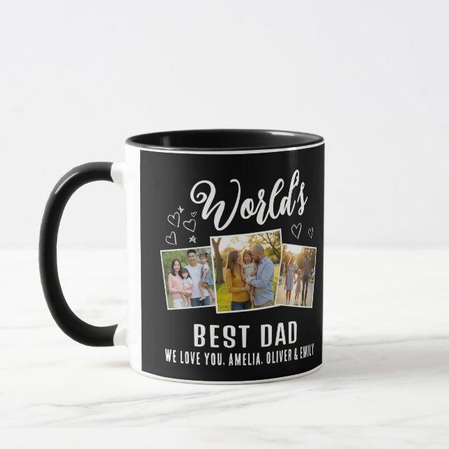 Caneca World's Best Dad Custom 3 Photo Collage (Esquerda)