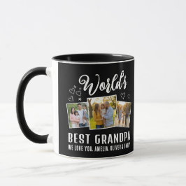 Caneca World's Best Grandpa Custom 3 Photo Collage