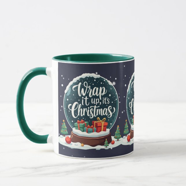 Caneca Wrap It Up It’s Christmas Snow Globe Design (Esquerda)