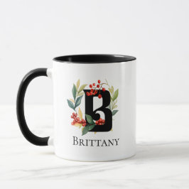 Caneca Wreath de Natal Berries Monograma - Letra B