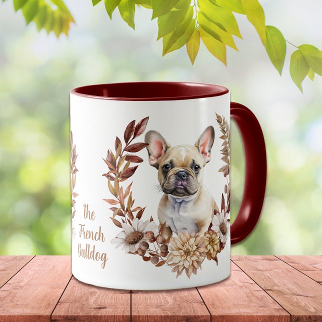 Caneca Wreath de outono do Buldogue Francês (Criador carregado)