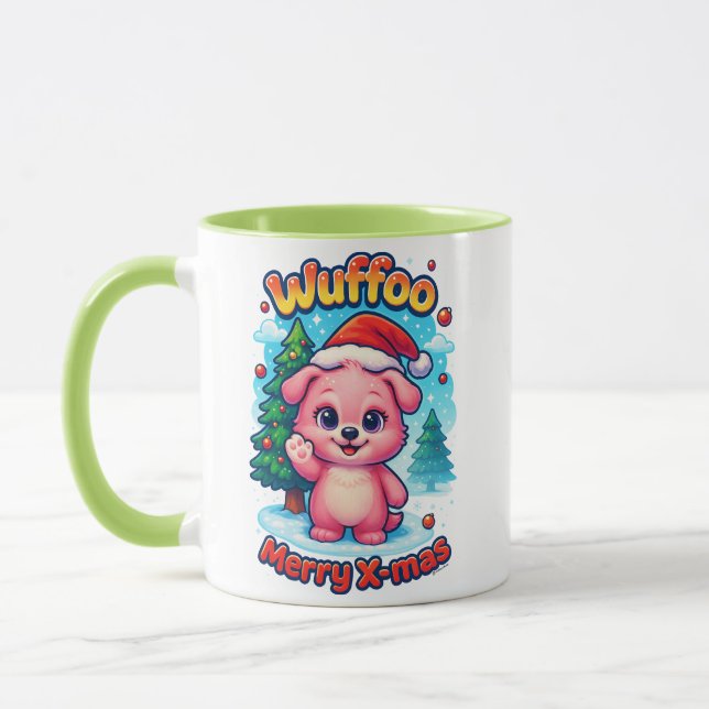 Caneca Wuffoo Shelly Merry Natal Kawaii 3D Feriado (Esquerda)