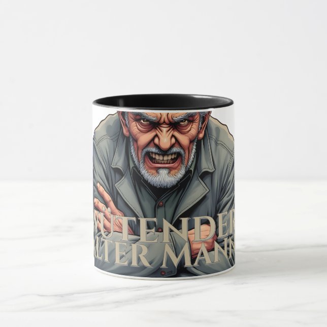 Caneca Wütender Alter Mann - Ilustração de Cartoon (Centro)