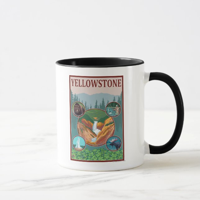 Caneca WyomingYellowstone Collage (Direita)