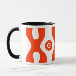 Caneca X 0 Design abstrato primitivo em vermelho vibrante
