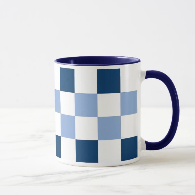 Caneca Xadrez azul e branco Mug (Direita)