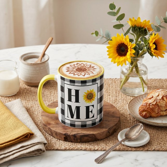 Caneca xadrez búfalo girassol "Casa"   (Criador carregado)
