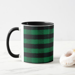 Caneca Xadrez de búfalo de flanela verde textura lenhador