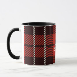 Caneca Xadrez de Buffalo - Padrão Branco Vermelho Preto
