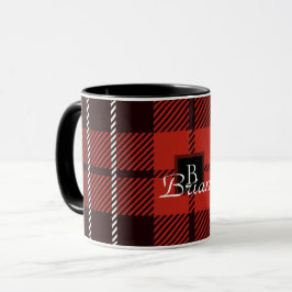 Caneca Xadrez de Buffalo - Padrão Branco Vermelho Preto