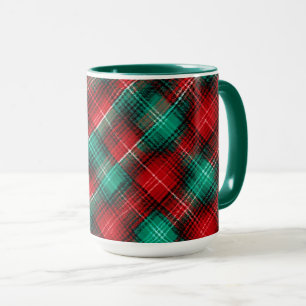 Caneca Xadrez de férias vermelho e verde