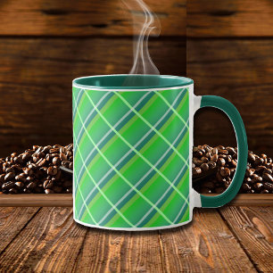 Caneca Xadrez de Gingham Verde de Pré-Disquete com Mug d