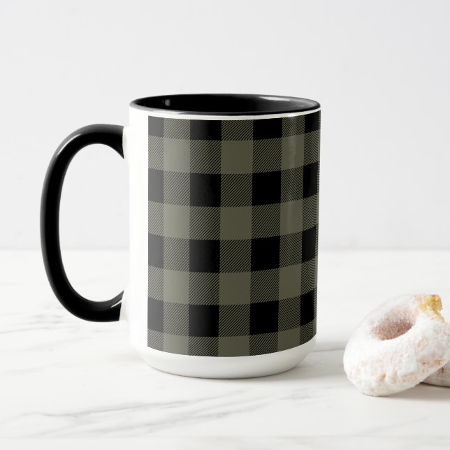 Caneca Xadrez de Lumberjack Verde | Escolha seu estilo (Com Donut)