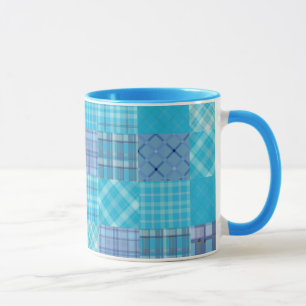 Caneca Xadrez de Madras Azul Brilhante