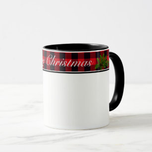 Caneca Xadrez de Mug de Natal Buffalo e Evergreen