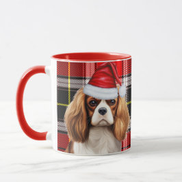 Caneca Xadrez de Natal King Charles Spaniel