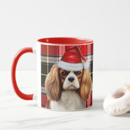 Caneca Xadrez de Natal King Charles Spaniel