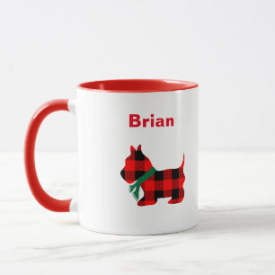 Caneca Xadrez de Natal Personalizada Scottie Mug