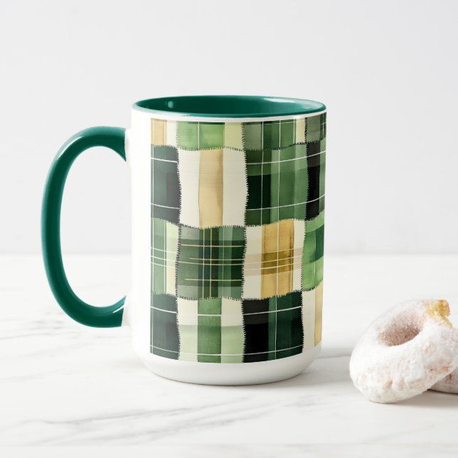 Caneca Xadrez de Remendo Esmeralda (Com Donut)
