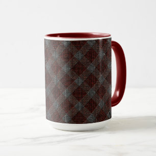 Caneca Xadrez de tartã transversal marrom com alivio de