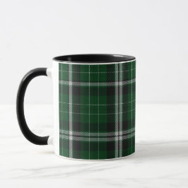 Caneca Xadrez de Tartan branca preta verde