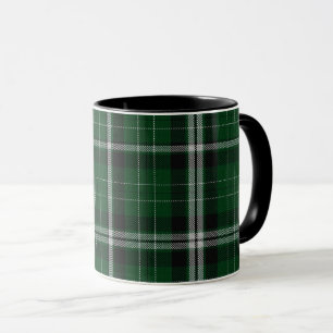 Caneca Xadrez de Tartan branca preta verde