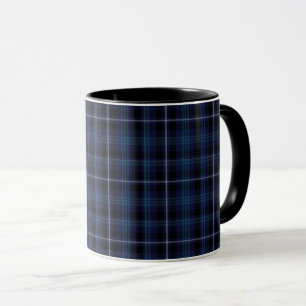 Caneca Xadrez de Tartan pequena branca dos azuis marinhos