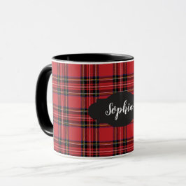Caneca Xadrez de Tartan Vermelho com pré-disquete Mug