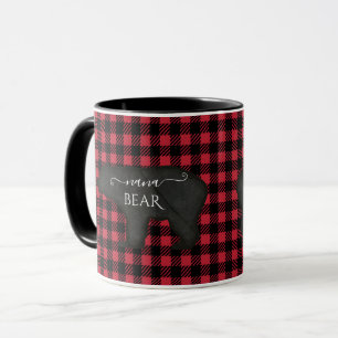 Caneca Xadrez de Verificação de Búfalo Vermelho e Urso