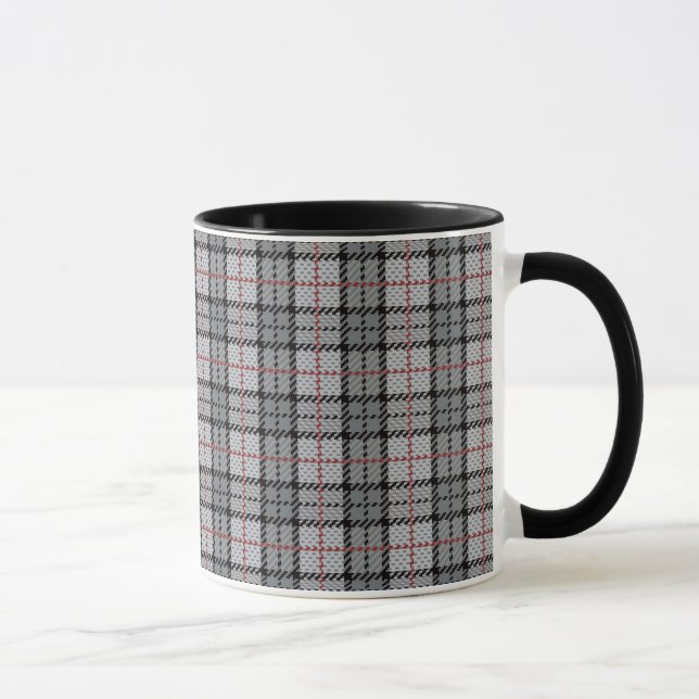Caneca Xadrez do pixel no cinza com listra vermelha (Direita)