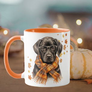 Caneca Xadrez dos Óculos de Retriever do Labrador Negro Q