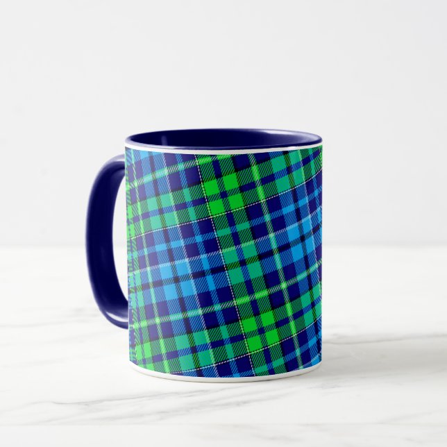 Caneca Xadrez Escocês Azul e Verde Azul Marinho  (Frente Esquerda)