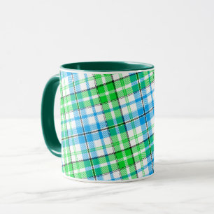 Caneca Xadrez Escocês Azul e Verde Branco