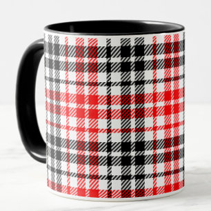 Caneca Xadrez Escocês em Tonalidade Vermelha e Preta Sobr