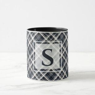Caneca xadrez escocês quadriculado clássico textura preto