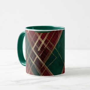 Caneca Xadrez festiva Dourada verde-Elegante