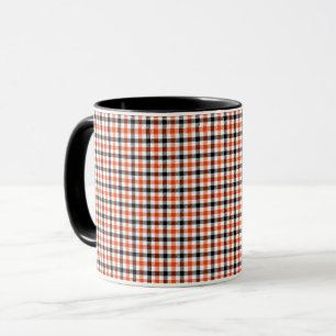 Caneca Xadrez Gingham Laranja Preto e Branco