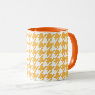 Caneca Xadrez Houndstooth Clássico Amarelo Brilhante e Br