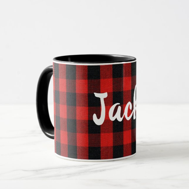 Caneca xadrez lumberjack com nome (Frente Esquerda)