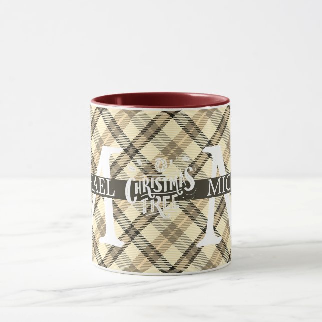 Caneca Xadrez Moderno de Búfalo com Monograma de Natal  (Centro)